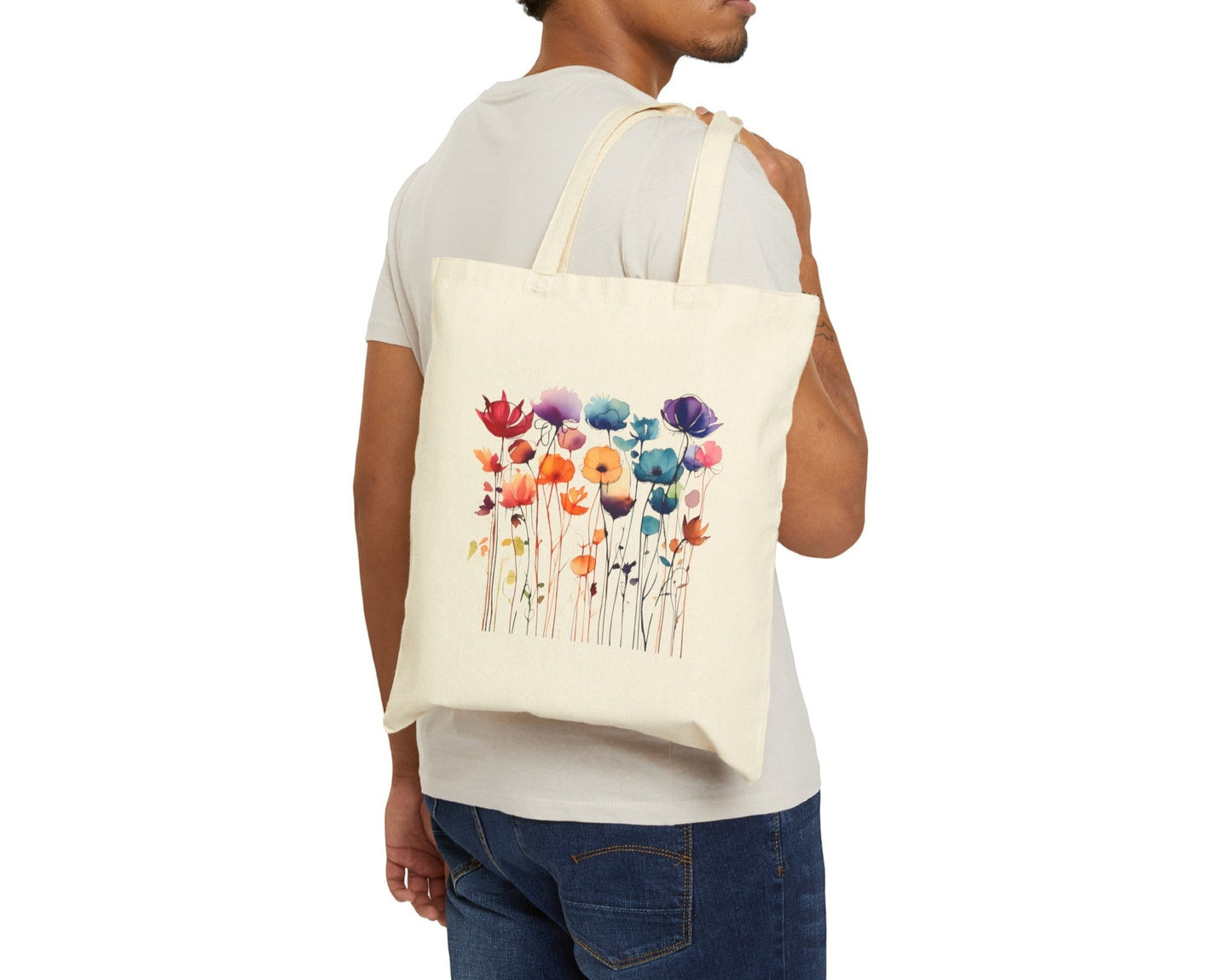 Watercolor wildflowers tote bag