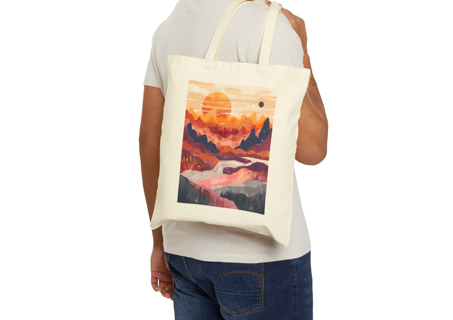 Mountain sunset tote bag