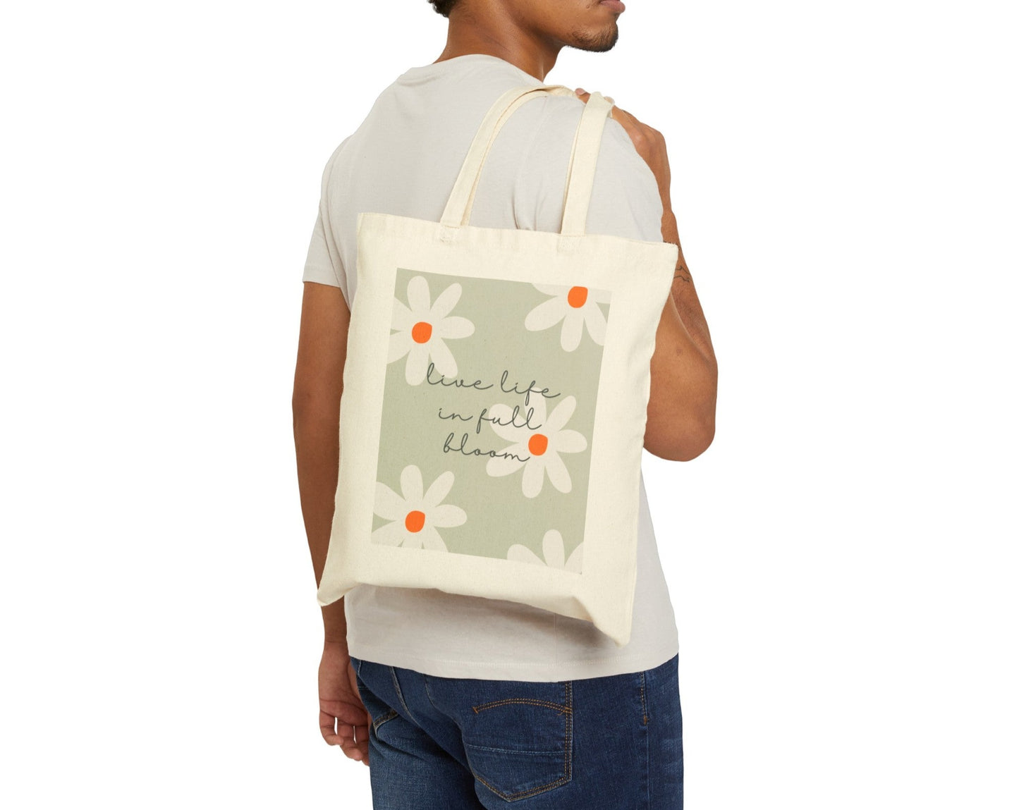 Daisy live life full bloom tote bag