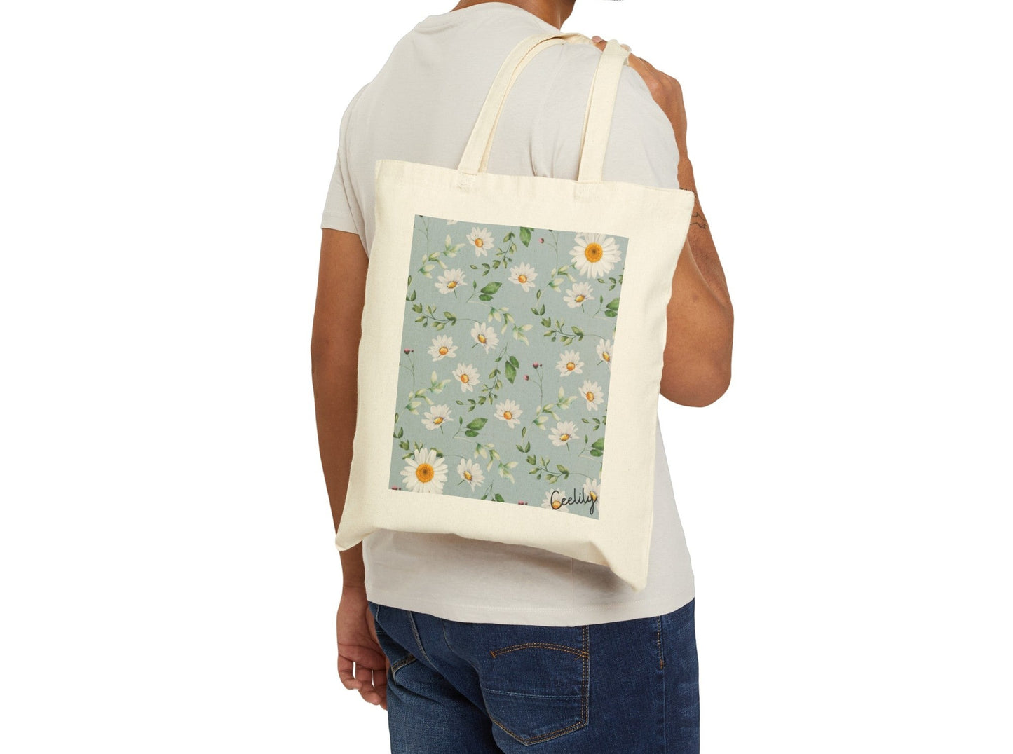 Blue daisy tote bag