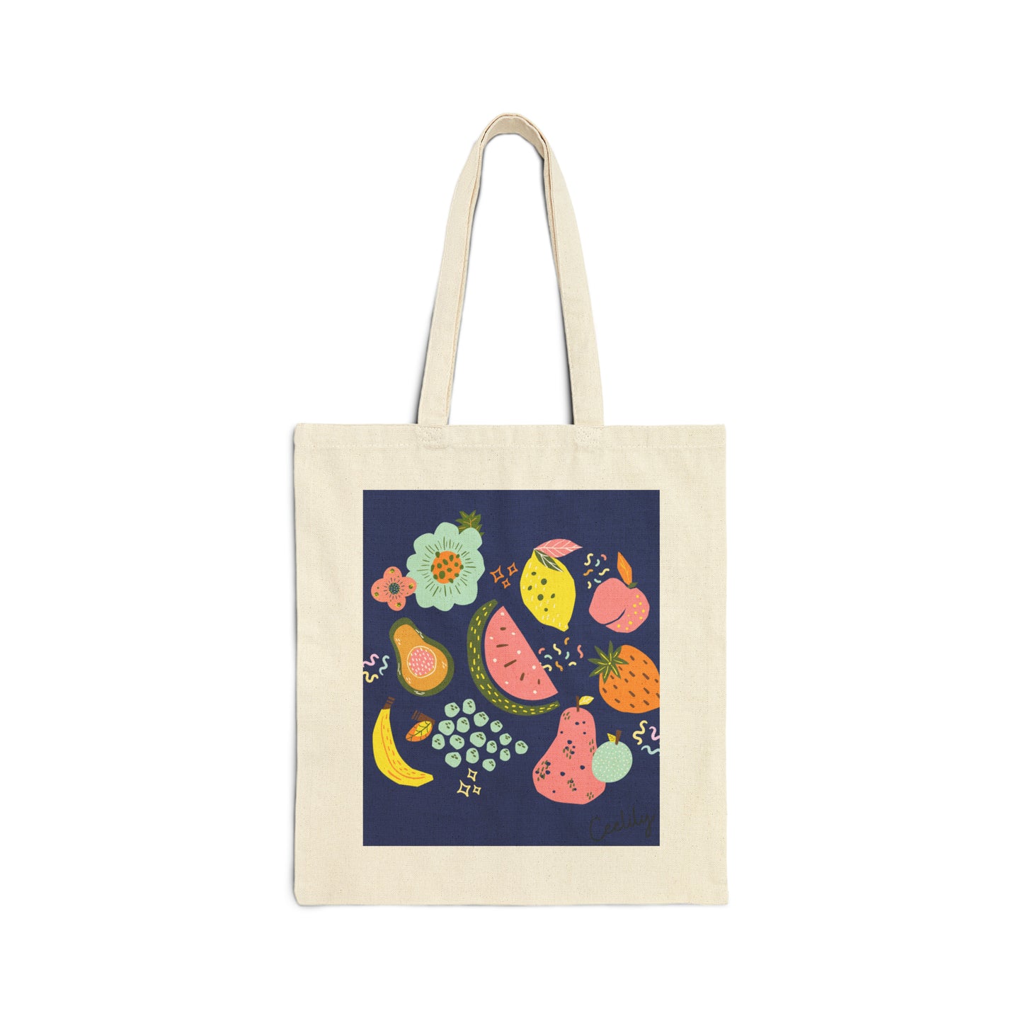 Blue fruit salad tote bag