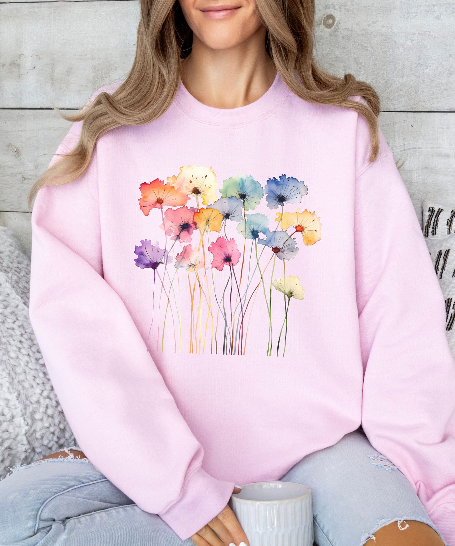 Watercolor wildflowers sweatshirt
