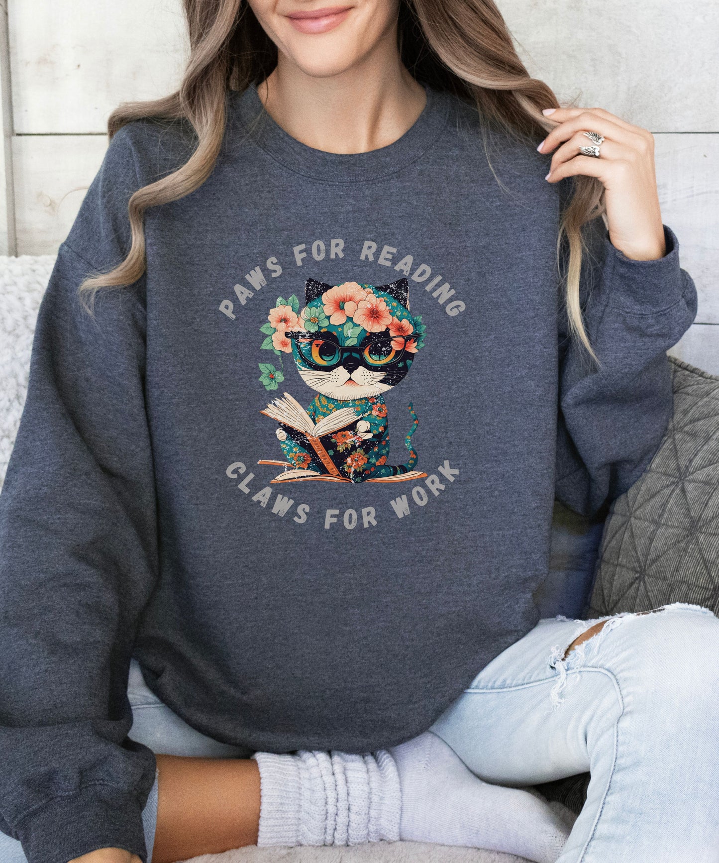 Cat lover bookish sweatshirt